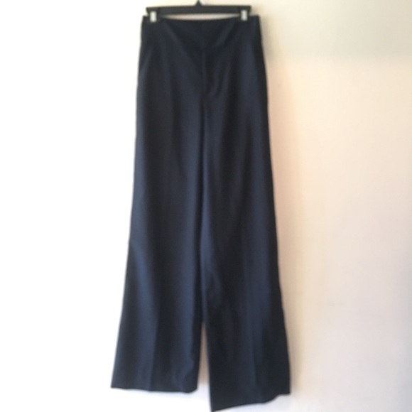 FRAME Navy Wool Slacks Pants Wide Leg NWT $375 S 2 - Picture 2 of 8